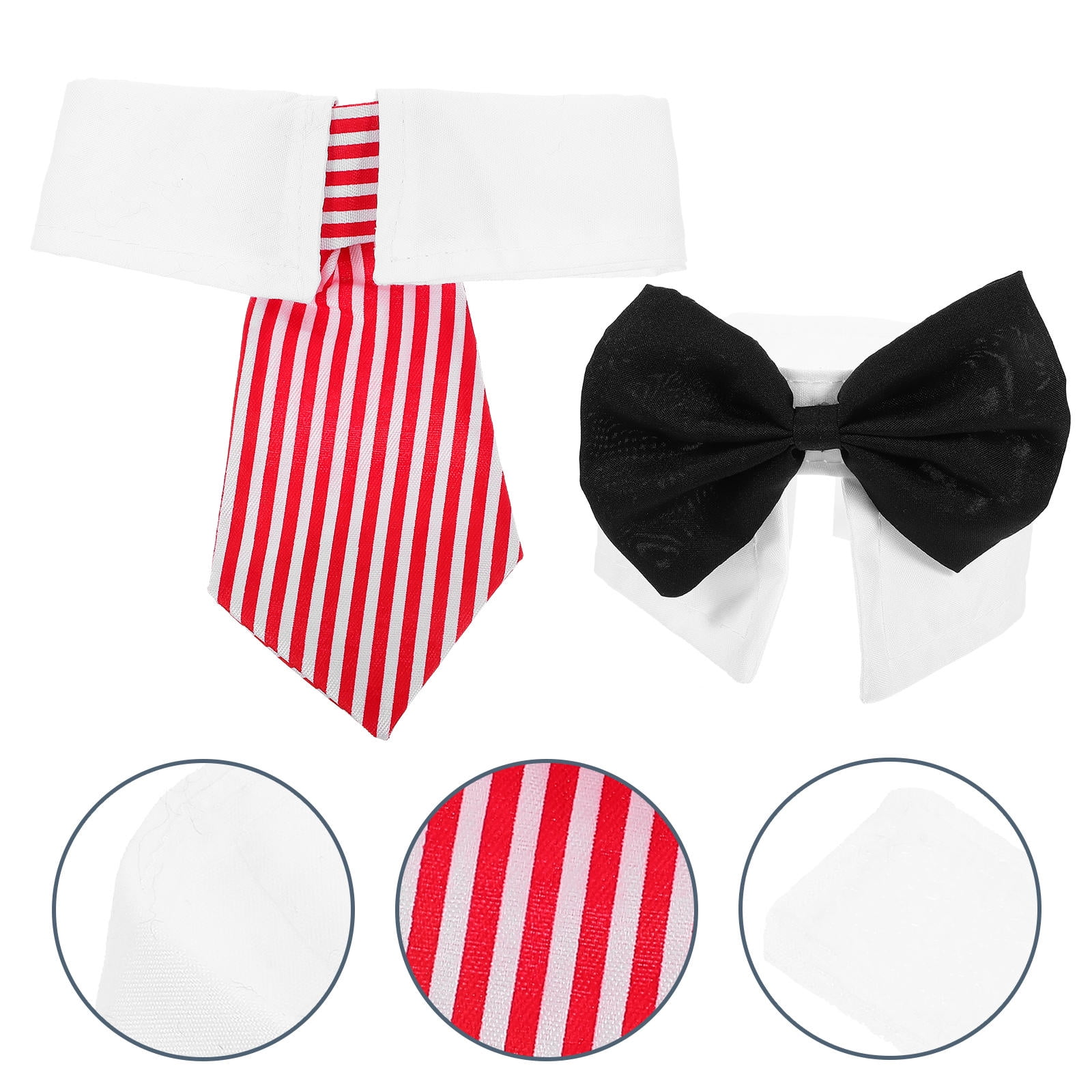 FESTFENDS 1Set Adjustable Red Cat Necktie Collar Polyester Material for Pet Party and Celebration Use