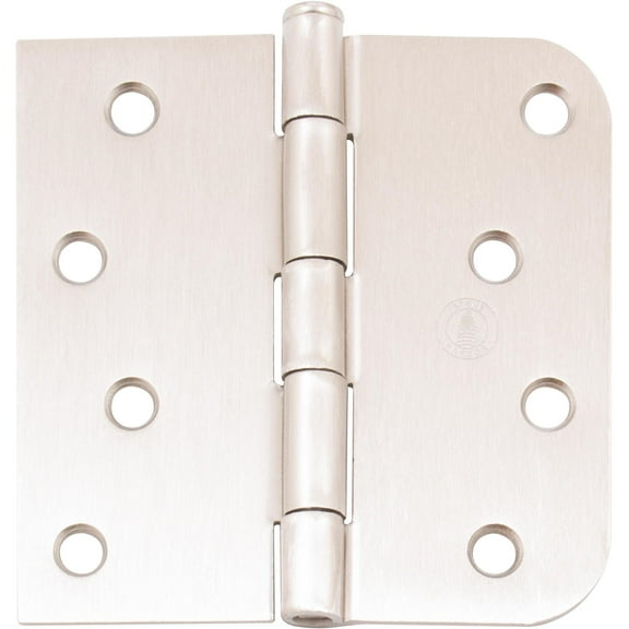 Stone Harbor Hardware Standard Hinge, 4 Inches, 5/8" Radius Corner, 2-Pack, Satin Nickel