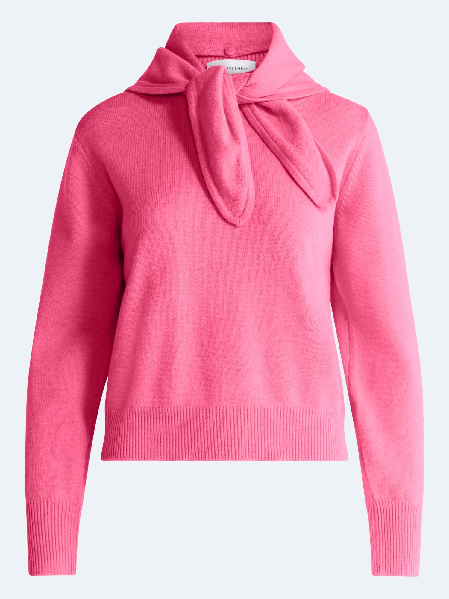 Free Assembly Women's and Women's Plus Cropped Crewneck Sweater with Scarf, Lightweight, Sizes XS-4X