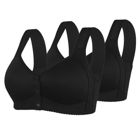 Clearance Cotton Bras for Women Full-Coverage Bra Feature V-Neck Demi & Balconette Bra Style W-1243 Hook and Eye Closure Wireless Push Up Bras Black 50