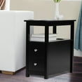 thumbnail image 3 of Sesslife Side Table with Drawers and Charging Station, Wood Narrow End Table with Storage for Living Room, Modern Nightstand for Bedroom, Black, 3 of 7
