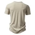 thumbnail image 4 of Men's Short Sleeve Front Placket Muscle T-Shirts Casual Slim Fit Stretch Tee Henley Outdoor Textured Tee Shirts Khaki L, 4 of 9