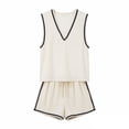 thumbnail image 5 of Bovxnpu Women 2 Piece Loungewear Set Beach Vacation Sweatsuit Tracksuit Set Women's Summer V Neck Short Sleeve Top Pocket Casual Shorts Set Summer Outfits, 5 of 5