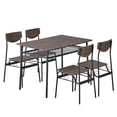 thumbnail image 4 of Modern 5 Pieces Dining Room Set, Seizeen White Dining Table Set for 4 with Storage Table & 4 Wood Top Chairs, Kitchen Breakfast Nook Set Bar Table Set for Small Space, Brown, 4 of 16