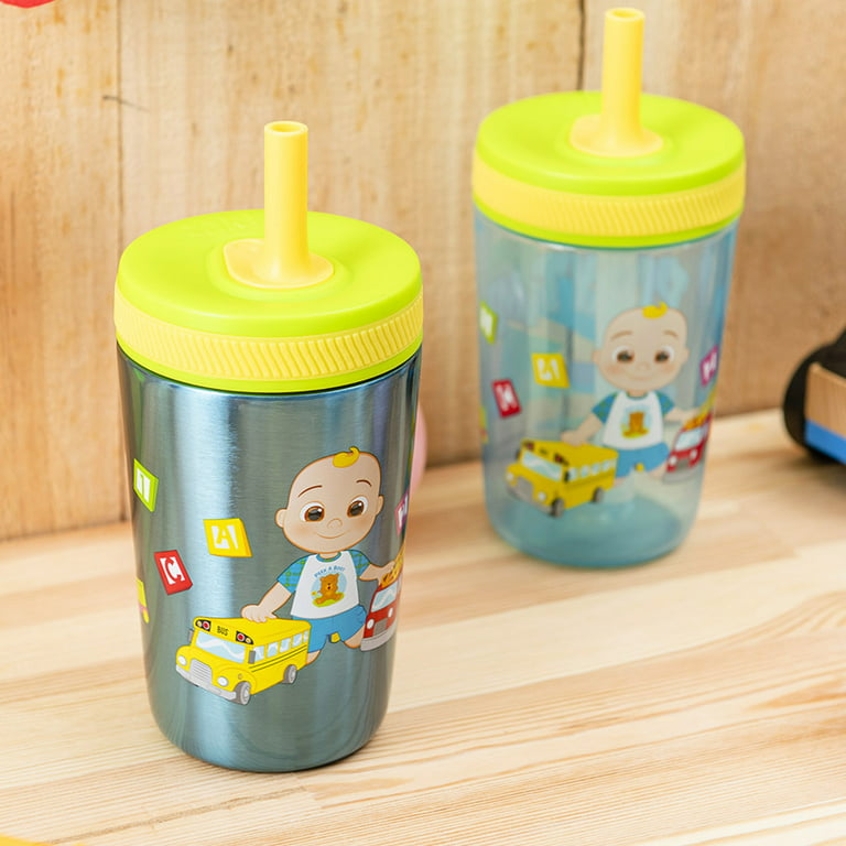 Zak Designs 3pc Kelso Straw Tumbler Set, 12oz Stainless Steel and 15oz  Plastic, 2 Cups and 1 Bonus Straw, Leakproof and Perfect for Kids, Unicorns  
