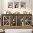 thumbnail image 6 of Blotout 87" Large Farmhouse Dog Crate TV Stand, Wooden Dog Crate Furniture with with Divider Panel/Sliding Metal Mesh Barn Door, XL-XXL Heavty Duty Dog Crates Furniture for 2 Medium or Large Dogs, 6 of 7