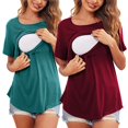 thumbnail image 1 of Vêtements de Grossesse Offres de l'Action de Grâce Liquidation Été Vêtements de Maternité pour Femmes Col Rond Manches Courtes Volants Pli Hauts de Grossesse, 1 of 5