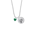 thumbnail image 2 of Delight Jewelry Acrylic 5/16" Green Heart Silvertone Script Initial Disc - P - Charm Necklace, 20"+3", 2 of 4