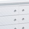 thumbnail image 3 of Benjara Axl 63 Inch 6 Drawer Wide Dresser, Mirror Trim, Crystal Accent, White Wood, 3 of 5