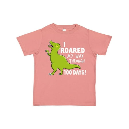 

Inktastic I Roared My Way Through 100 Days with Green Dinosaur Gift Toddler Boy or Toddler Girl T-Shirt