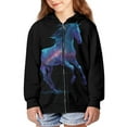 thumbnail image 3 of Uourmeti Milky Way Horse Girls Zip Up Hoodie Lightweight Comfy Long Sleeve with Pockets Casual Fall Top for Teens Size 13-14, 3 of 7