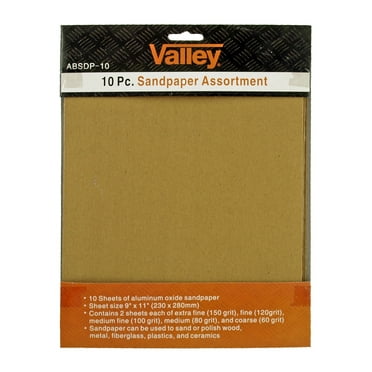 10 pc. Sandpaper Assortment with 150 - 60 Grit Sheets - Valley