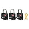 Master Lock 1-9/16" W Steel Pin Tumbler Covered Padlock 3 pk Keyed Alike
