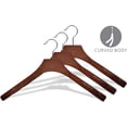 thumbnail image 2 of The Great American Hanger Company Deluxe Wooden Coat Hanger with Walnut Finish and Chrome Swivel Hook, Large Contoured Jacket Hanger with 2 Inch Wide, 2 of 4