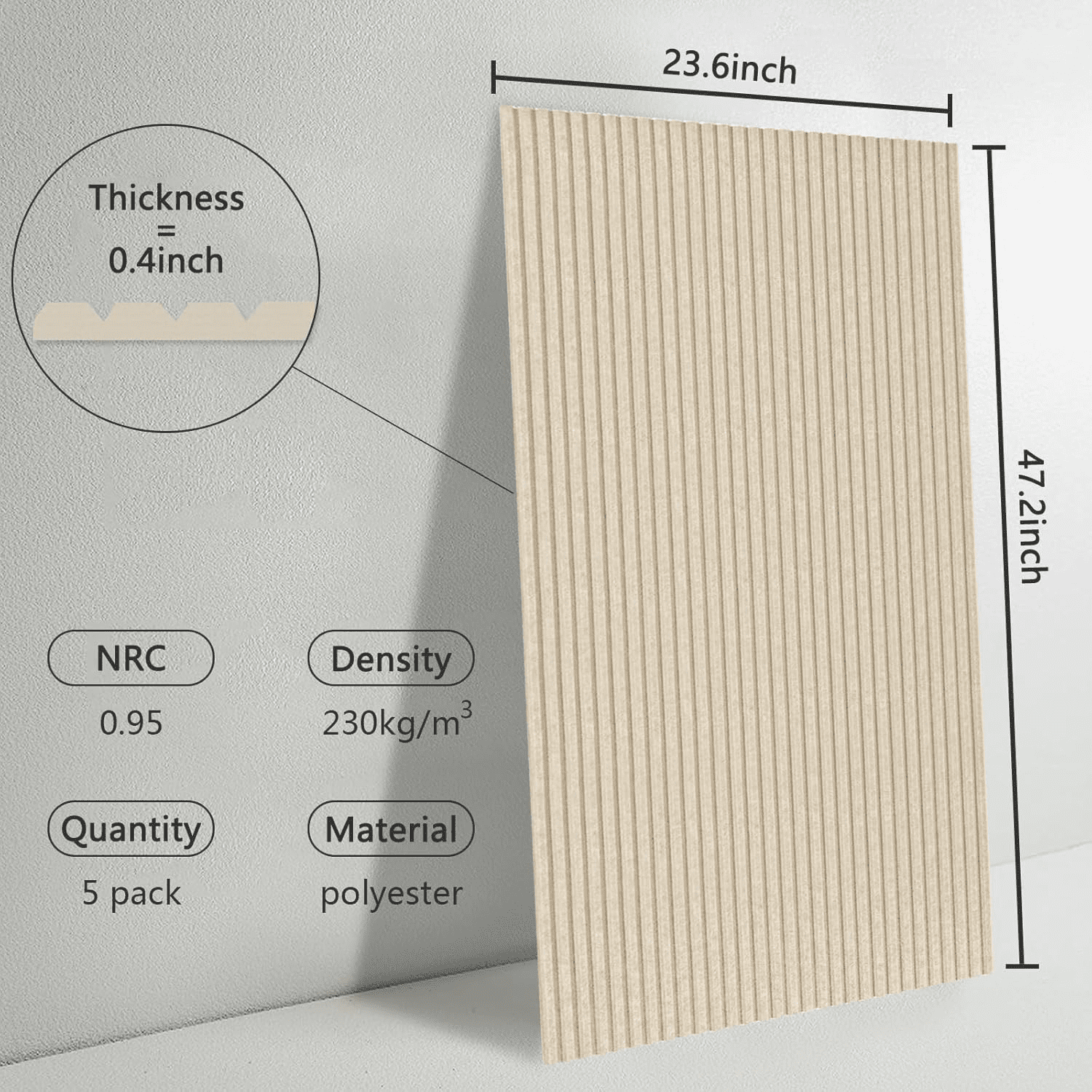 5 Pack Camel Acoustic Panels, 48x24 Soundproof Wall Panels for Studio & Office