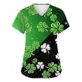 thumbnail image 2 of St Patrick's Day Print V Neck Short Sleeve Workwear Top for Women Fashion Scrub Tops with Pocket Casual Work Shirts 2026 Black 4XL, 2 of 5