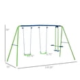 thumbnail image 3 of Outsunny Kids Swing Set with Glider, Outdoor Playground Playset, Green, 3 of 9