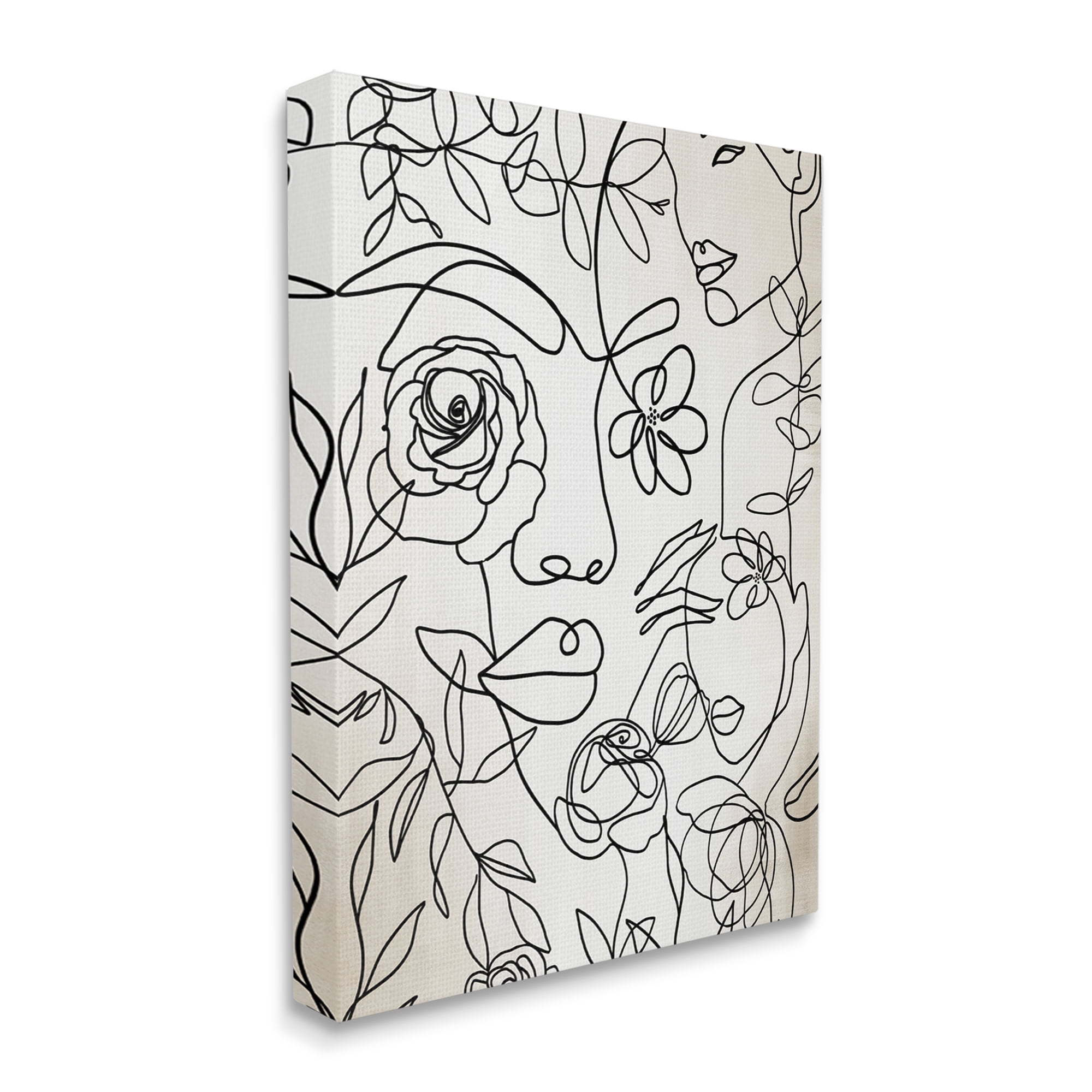 Stupell Industries Minimal Line Drawing Floral Blossoms Botanical People Faces Canvas Wall Art, 36 x 48, Design by Jadei Graphics