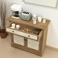 thumbnail image 3 of GZXS 34.65" Vintage Accent Cabinet with 2 Carved Floral Doors, 1 Drawer & Adjustable Shelf, Rustic Distressed Wood Storage Sideboard for Living Room and Bedroom, Antique Brown+White, 3 of 7