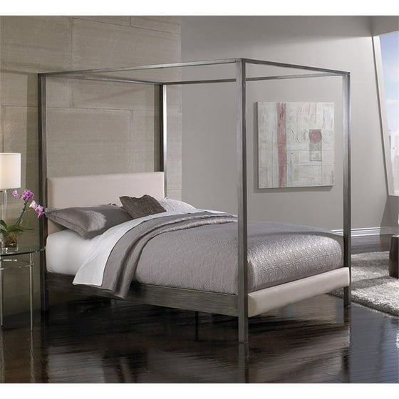 Pemberly Row King Upholstered Canopy Bed In Platinum Com