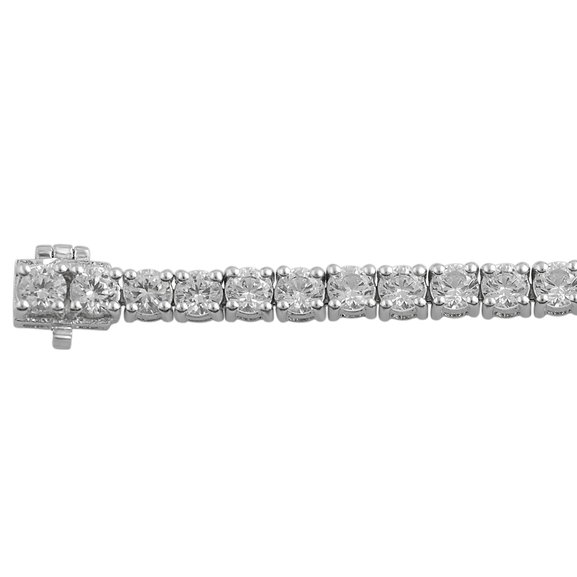 Created White Sapphire Silver Tone Over Brass Tennis Bracelet, 7.5 Inch.