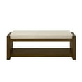 thumbnail image 4 of GZXS 47" Padded Entryway Bench with Lower Shelf – Modern Accent Bench with Storage and Removable Ivory Cushion for Bedroom, Living Room, or Hallway, 4 of 7