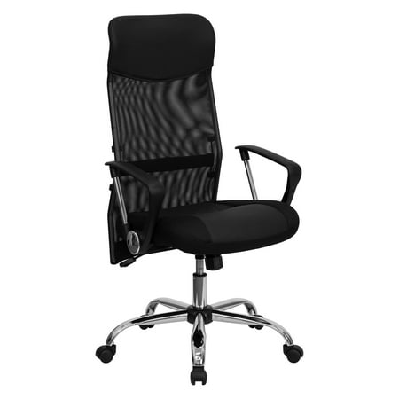 Split Leather High Back Office Chair With Mesh Black Split Leather High Back Office Chair With Mesh Black