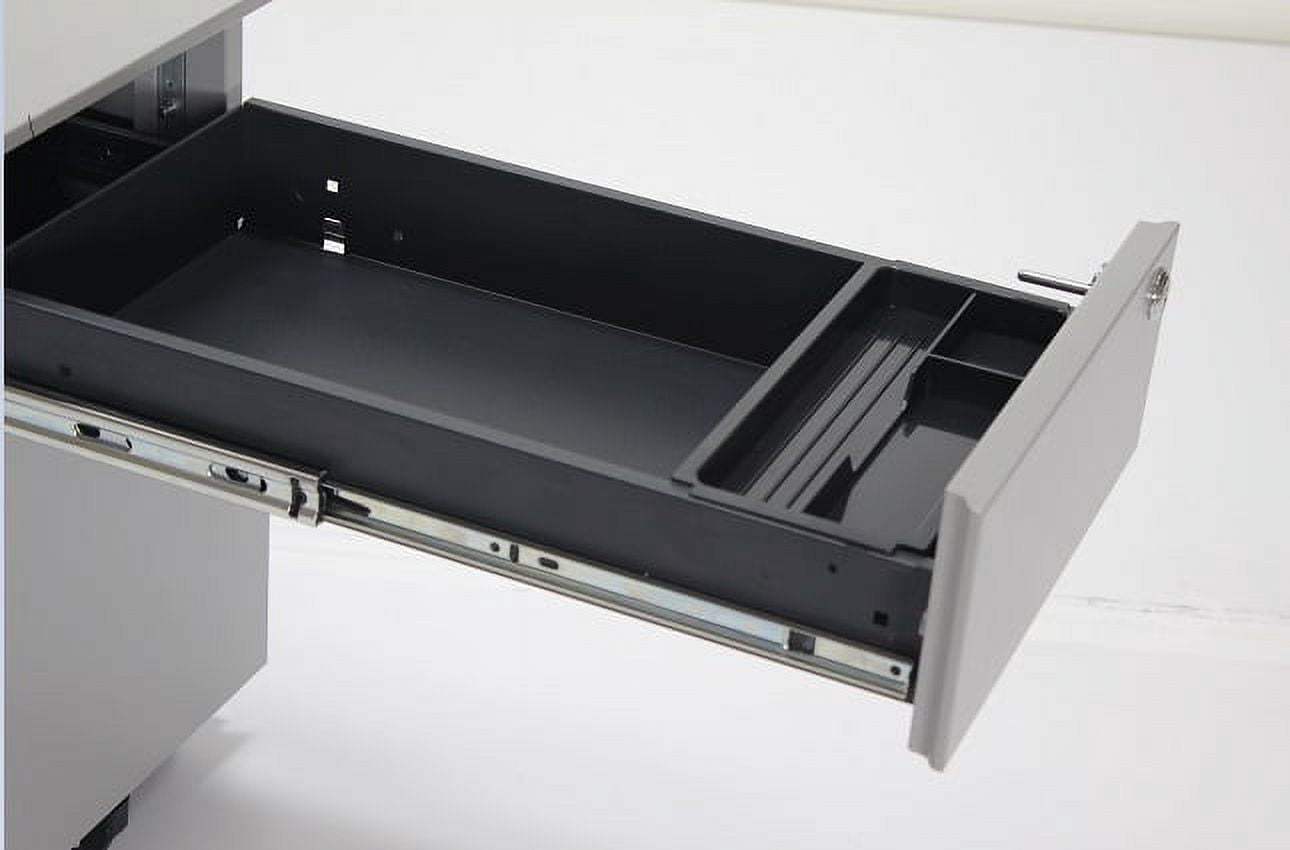 We're It 2-Drawer Mobile Filing Cabinet with Lock & Wheels - 11.8" Slim Under Desk File Storage for Letter/Legal Documents, Brushed Silver Metal Office Cabinet