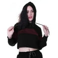 thumbnail image 2 of Moomaya Color Block Crop Hoodie Drawstring Pullover Casual Sports Jacket For Women-5, 2 of 9