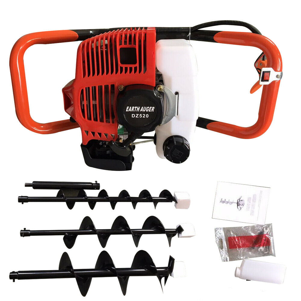 Details about   52cc Gas Powered Post Hole Digger with 3 Drills 4" & 6" & 10" and Extension Rod 