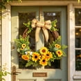 thumbnail image 4 of Summer Home Wreath with Sunflowers and Bees, Rattan Door Decor, 13.77 Inch Artificial Floral Garland for Wall, Porch, or Garden, 1 Piece, 4 of 7