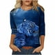 thumbnail image 1 of Blusa informal de manga larga con cuello redondo y estampado de animales novedosos para mujer Fridja  hkj2461, 1 of 5