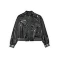 thumbnail image 5 of ranrann Kids Boys Girls Shiny Metallic Zipper Closure Jacket Windproof Motorcycle Coat Outerwear Black 14, 5 of 7