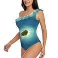 thumbnail image 2 of Haiem Paradise Island Women's One Piece Swimsuits Tummy Control One Shoulder Bathing Suits Ruffle Swimwear-Small, 2 of 8