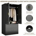 thumbnail image 4 of Wardrobe Armoire Closet with 2 Drawers, 2 Shutter Door Armoire Wardrobe Closet with Hanging Rods, for Bedroom, 4 of 6