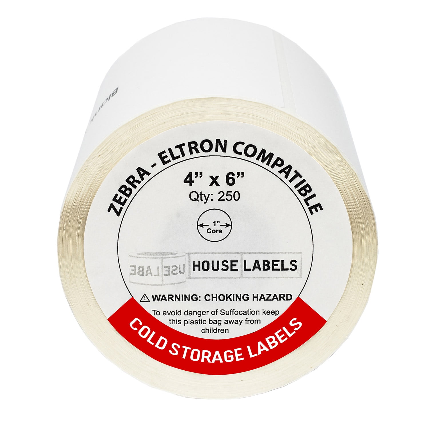 HOUSELABELS 4" x 6" Premium Freezer Labels (Service Temperature from -58F to +158F) on 1" Core Compatible with Zebra and Rollo Printers, 11 Rolls / 250 Labels per Roll