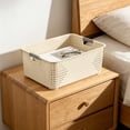 thumbnail image 4 of Stackable Plastic Storage Bin With Handles Open Top Closet Drawer Container Box White M Size 11.8x8.2 Inch, 4 of 6