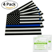 Spy Spot Set of 4 Vinyl Thin Blue Line Flag Decals Support Law Enforcement UV Resistant Weatherproof 4" x 2.5"