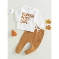 thumbnail image 3 of SUNSIOM Toddler Boys 2PCS Pants Sets Long Sleeve Letter Print Tops and Drawstring Pants Sets, 3 of 9
