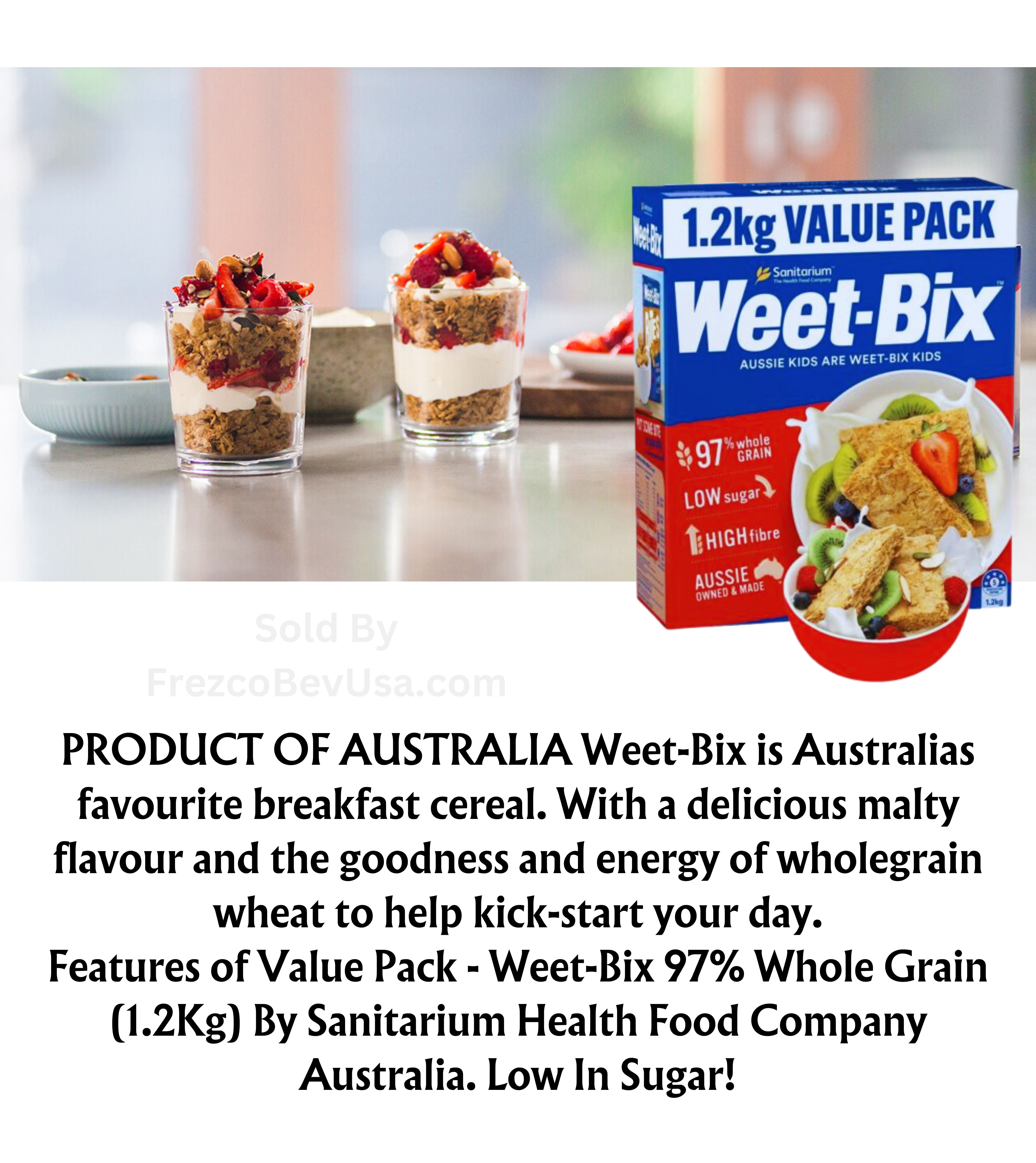 Weet-Bix™ by Sanitarium Australia (Value Pack Of 2 x 1.2kg EA) A Whole-grain Wheat Breakfast Cereal ...