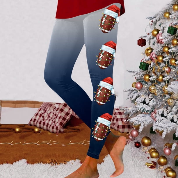 WILLBEST Leggings Deportivos de Compresión con Estampado Navideño de Fútbol para Mujer, Pantalones de Yoga para Entrenamiento Físico, Correr, Deportes Chica