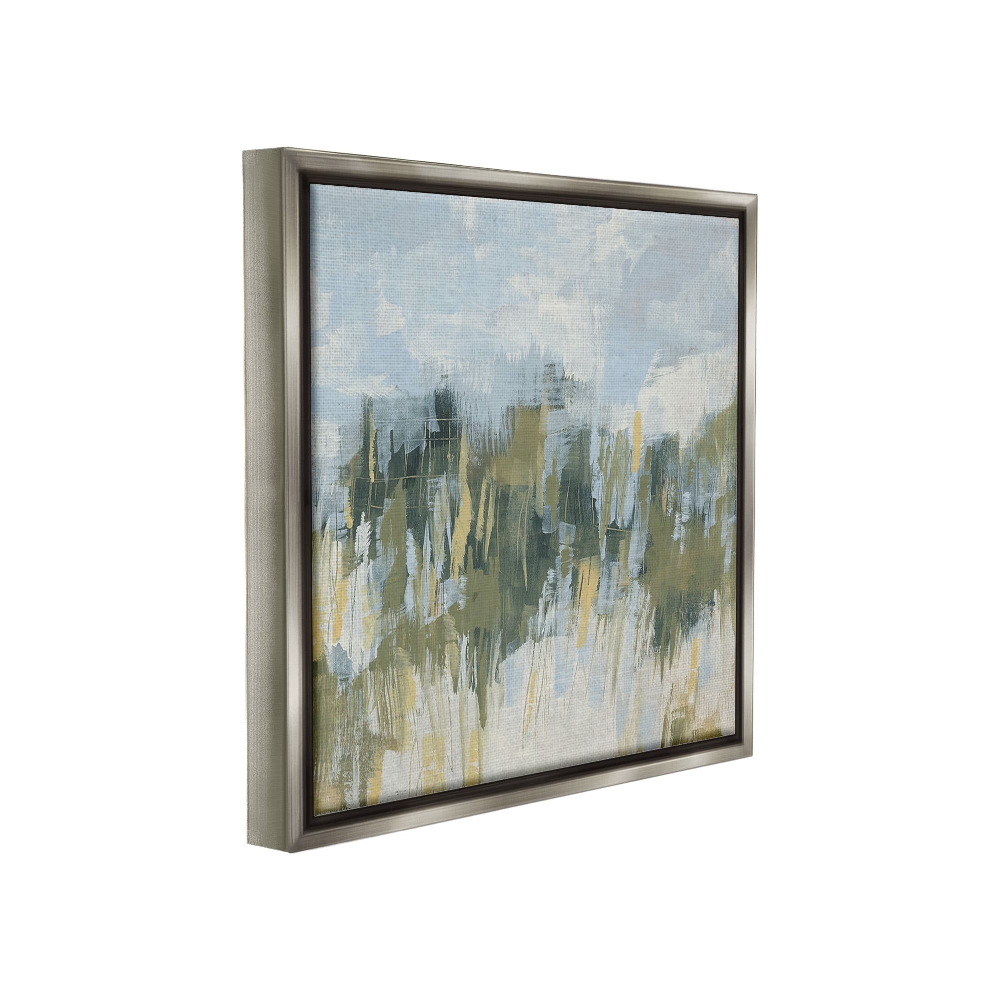 Stupell Industries Abstract Grassy Landscape Abstract Painting Gray Floater Framed Canvas Art Print Wall Art, 18 x 18