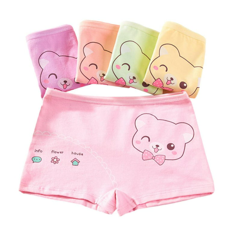 Esaierr Baby Toddler Underwear，4Pcs Girls Cotton Underwear Soft Shorts Kids  Boxer Briefs Sweet Panties for 2-9 Years
