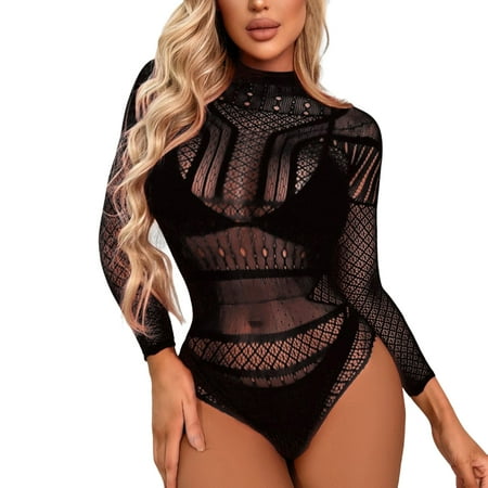 Yuhangmm Women Sexy Lingerie Fishnet Bodystocking Underwear Nightwear Chemises Bodysuits Bustier Corset Lingerie Set for Women