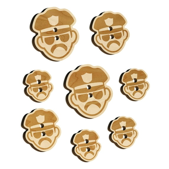 Occupation Police Officer Man Icon Wood Buttons for Crochet Knitting Sewing DIY Craft - 1.00 Inch Medium (7pcs)