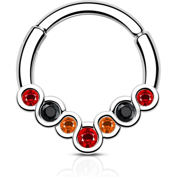 shiyou-Multicolor Septum Rings 16g V-Shape Septum Hoops 8mm Alternating Mix Color Septum Jewelry Dainty Women Septum Piercing Mix Color Daith Earrings 16g Daith Jewelry