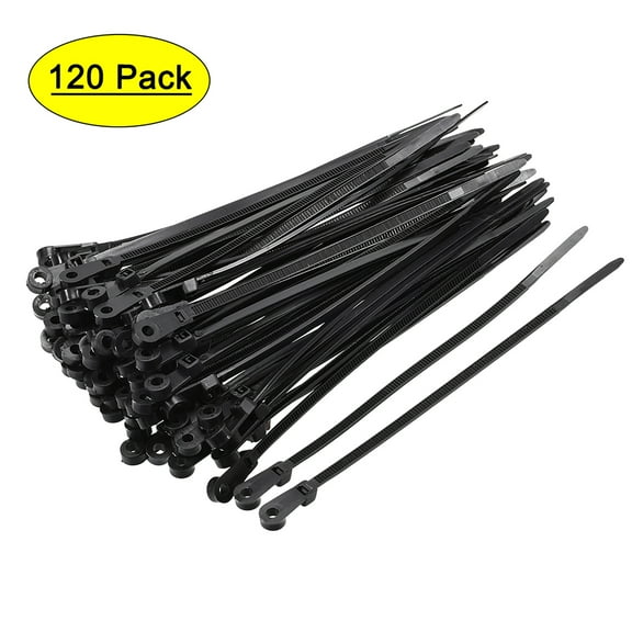 Uxcell Cable Zip Ties Adjustable Cable Tie 6 Inch Screw Hole Nylon Wire Strap Black 120pcs