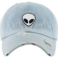 thumbnail image 2 of Alien Light Denim Vintage Distressed Dad Hat Adjustable Baseball Cap NASA Galaxy Spaceship UFO Face ET E.T. Saucer, 2 of 4