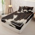 thumbnail image 3 of Manfei Retro Cow Print Zipper Full Size Comforter Sets with Fitted Sheet and 2 Pillowcases,Abstract Animal Spot Zipper Bedding Set,Dark Brown Cream,Reversible, 3 of 7