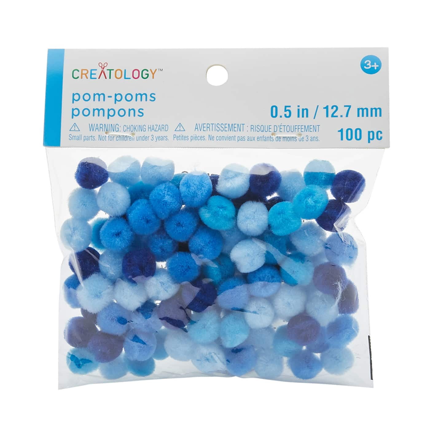24 Packs: 100 ct. (2,400 total) 1/2" Mixed Blue Pom Poms by Creatology™